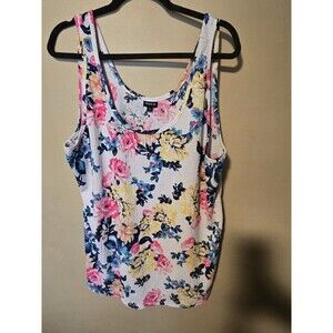 Torrid Tank Top Women Plus Size 4 Plus Floral Summer Seersucker Crinkle NWOT